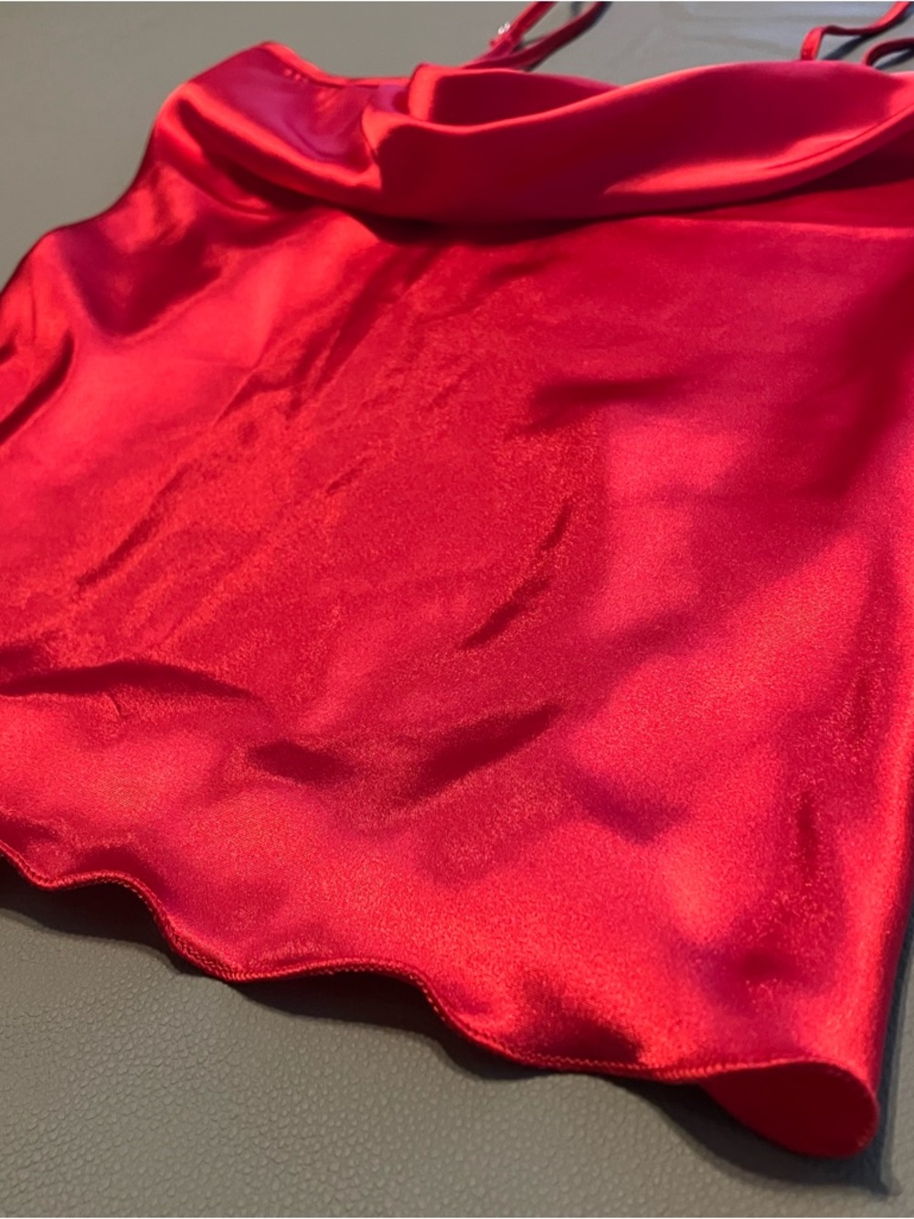 Nicole Miller Red Satin Cowl Neck Cami Small - Picture 3 of 5